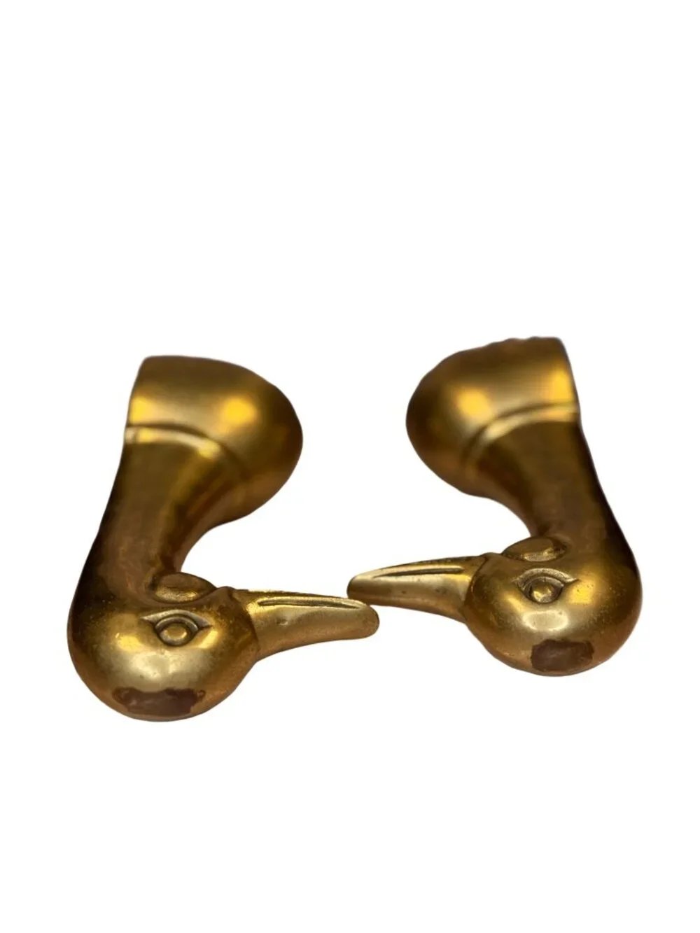 Vintage Brass Duck Bookends | Mid-Century Waterfowl Bookends